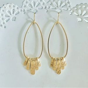 Handmade Boho Hammered Teardrop Earrings I Gold Statement Earrings I Matte Gold